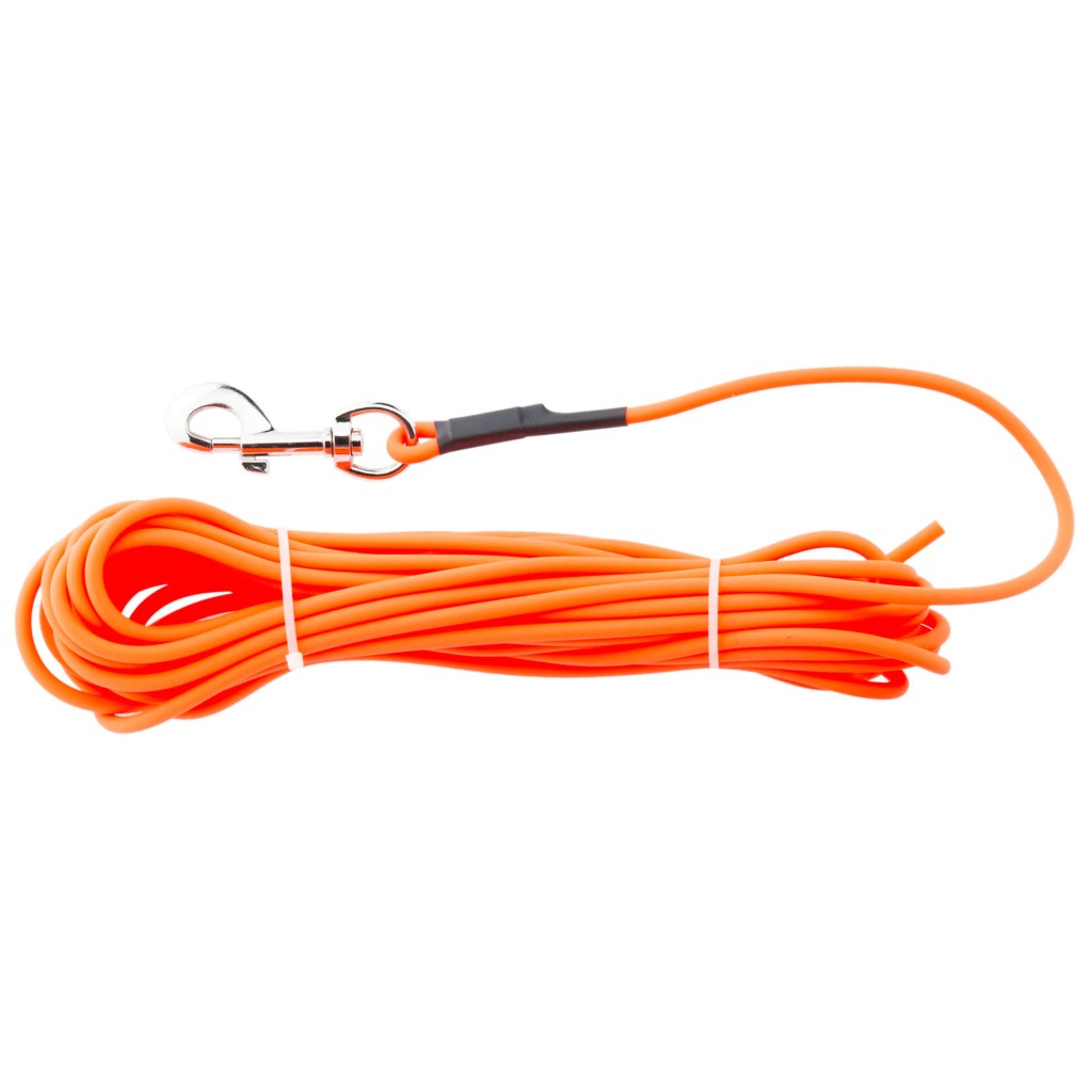 Longe synthétique orange 10 mètres pour chien